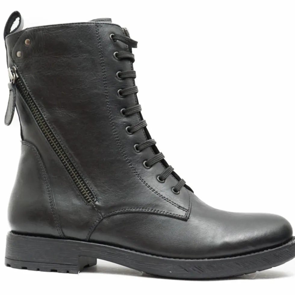 AB SHOES STIVALETTO STILE ANFIBIO ALLACCIATO NAPPA MORBIDA