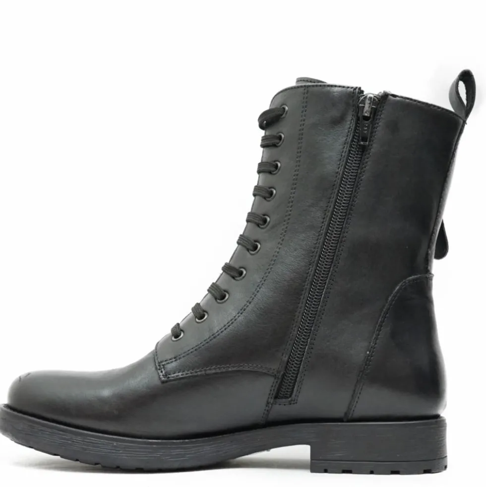 AB SHOES STIVALETTO STILE ANFIBIO ALLACCIATO NAPPA MORBIDA