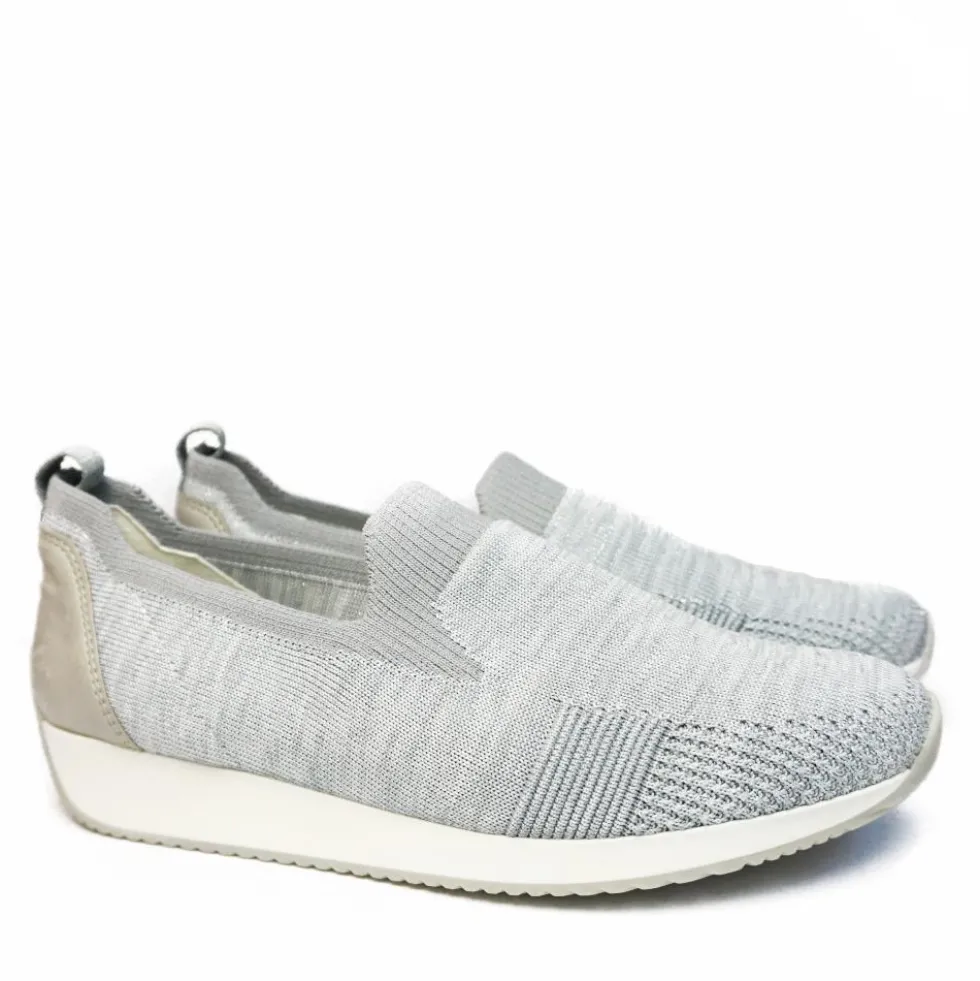 ARA MOCASSINO IN TESSUTO STRETCH ARGENTO PLANTARE ESTRAIBILE