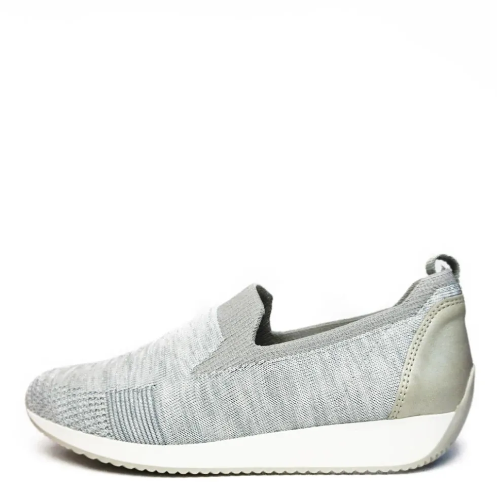 ARA MOCASSINO IN TESSUTO STRETCH ARGENTO PLANTARE ESTRAIBILE