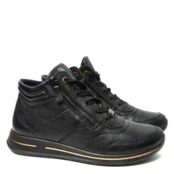 ARA SCARPA DONNA IN PELLE DI CERVO CON LACCI CERNIERA PLANTARE ESTRAIBILE NERO