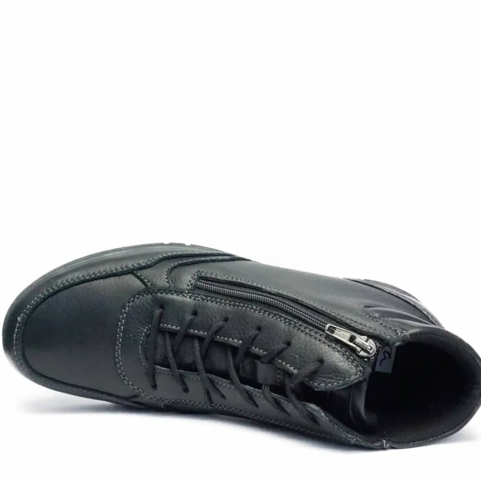ARA SCARPONCINO IN PELLE MARTELLATA CON LACCETTI NERO