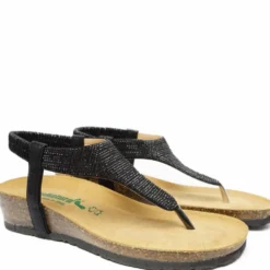 BIONATURA BALI SANDALO DONNA INFRADITO IN PELLE CON STRASS ALLACCIATURA CON ELASTICO