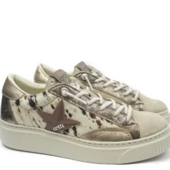 CETTI SHOES SCARPETTA TENNIS DECORAZIONE CAVALLINO + CAMOSCIO