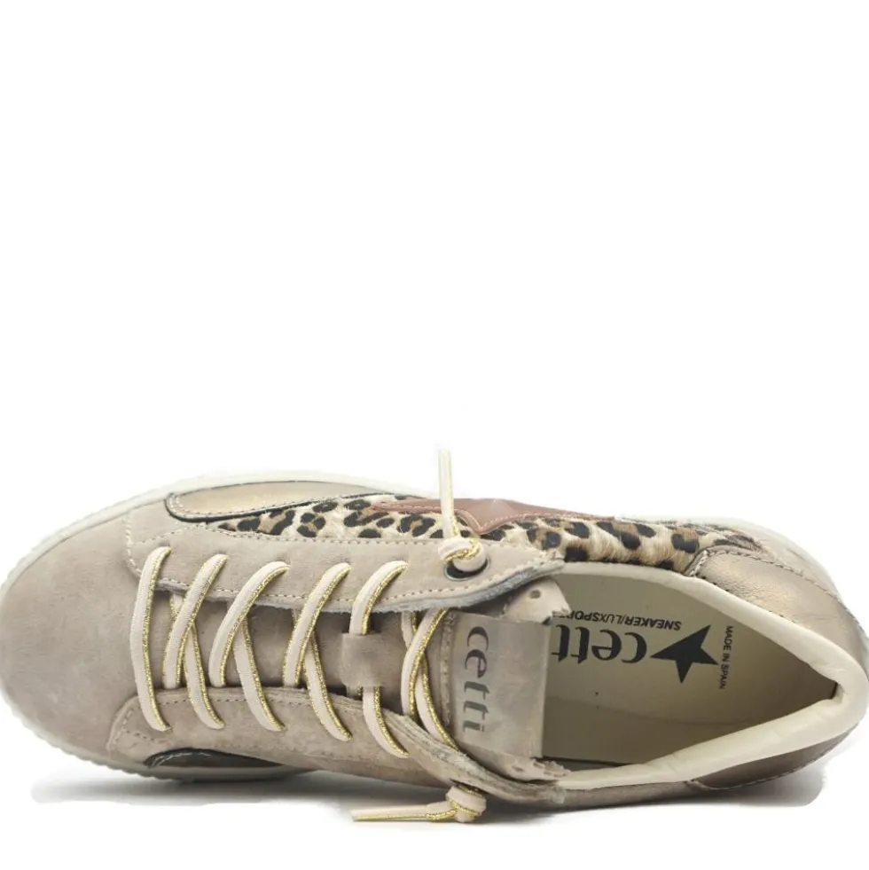 CETTI SHOES SCARPETTA TENNIS DECORAZIONE CAVALLINO + CAMOSCIO