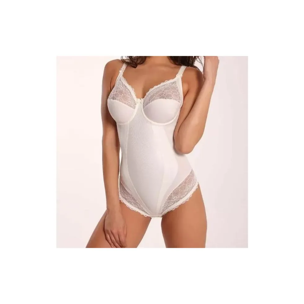 CLARA SERIE P PRISCILLA BODY CON FERRETTO PIZZO ELASTICIZZATO NERO - NUDE - BIANCO