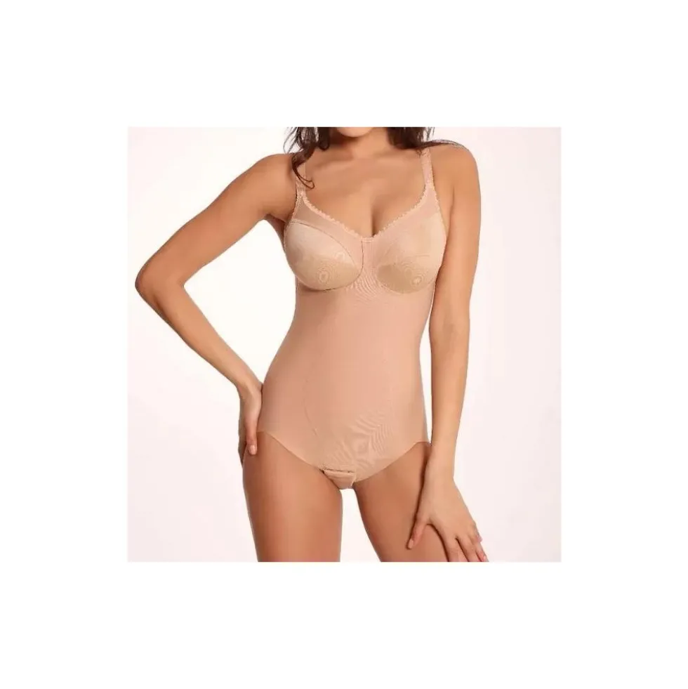 CLARA SERIE THALIA 15B12 BODY IN TESSUTO TECNICO SNELLENTE NERO - NUDE