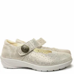 COMFORT SCARPETTA MARY JANE IN PELLE CON STRAPPO PLANTARE ESTRAIBILE BEIGE