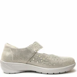 COMFORT SCARPETTA MARY JANE IN PELLE CON STRAPPO PLANTARE ESTRAIBILE BEIGE