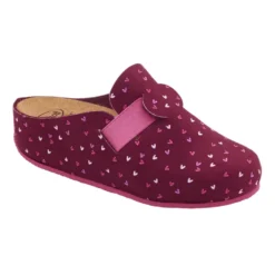 DR SCHOLL LARETH PANTOFOLA DONNA IN MICROFIBRA CON ELASTICO E CUORI BORDEAUX