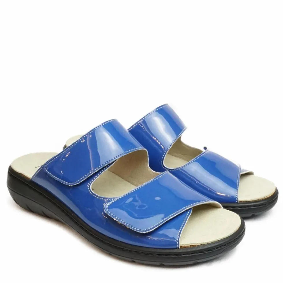 DUNA CIABATTA DOPPIO STRAPPO LUCIDA BLU