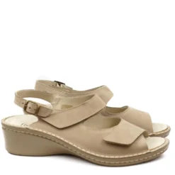 DUNA SANDALO CON PLANTARE ESTRAIBILE TOMAIA IN NUBUK E FONDO CUBA BEIGE