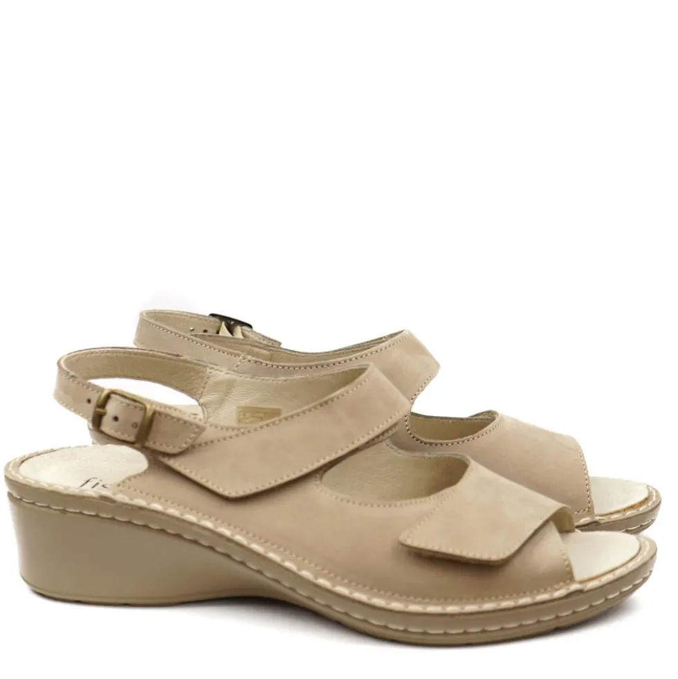 DUNA SANDALO CON PLANTARE ESTRAIBILE TOMAIA IN NUBUK E FONDO CUBA BEIGE