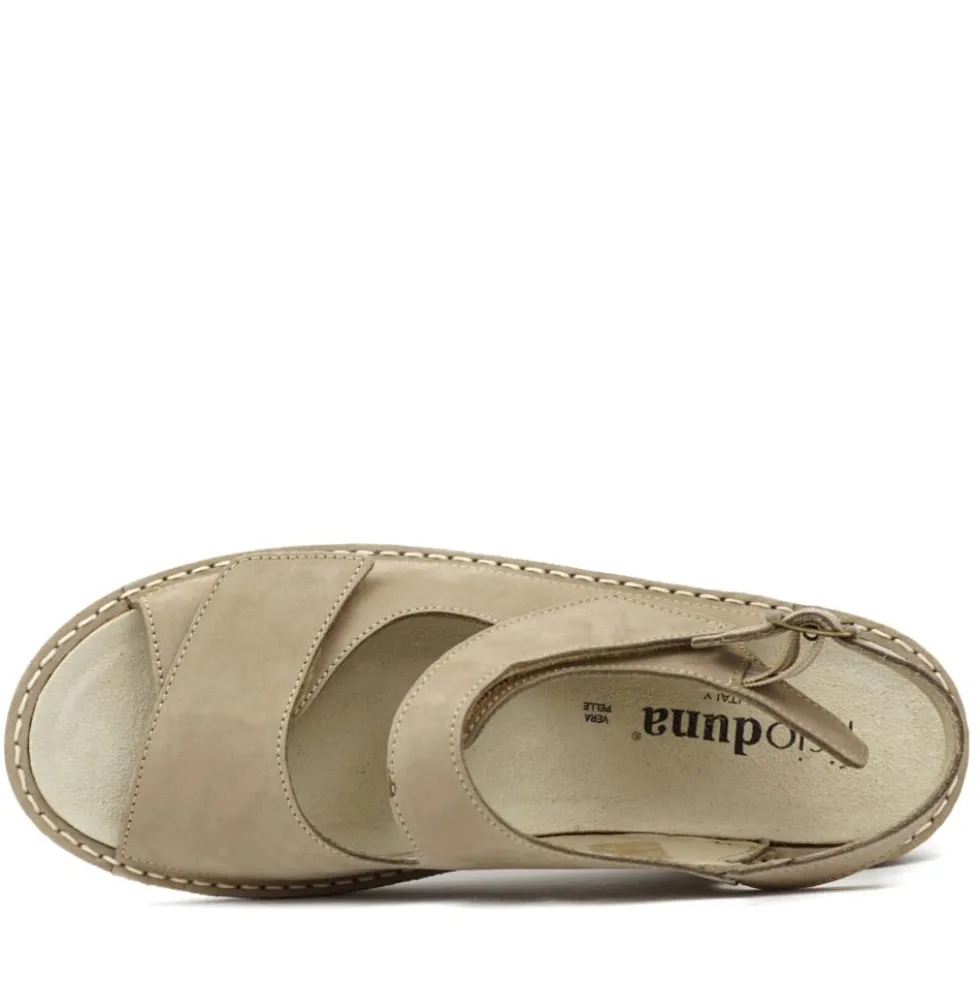 DUNA SANDALO CON PLANTARE ESTRAIBILE TOMAIA IN NUBUK E FONDO CUBA BEIGE