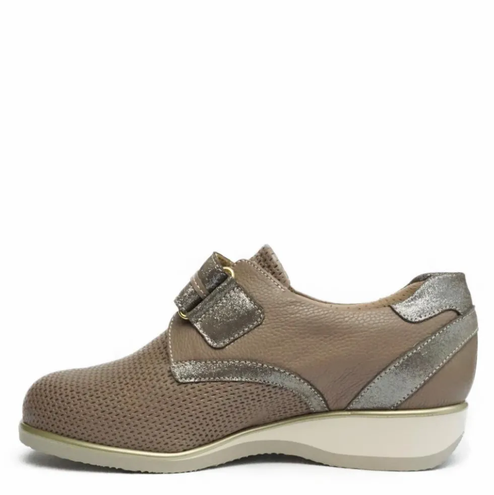 DUNA SCARPA IN PELLE CON STRAPPO E PLANTARE ESTRAIBILE TAUPE