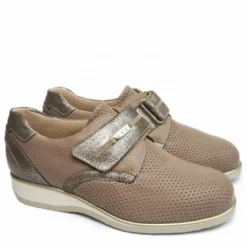 DUNA SCARPA IN PELLE CON STRAPPO E PLANTARE ESTRAIBILE TAUPE