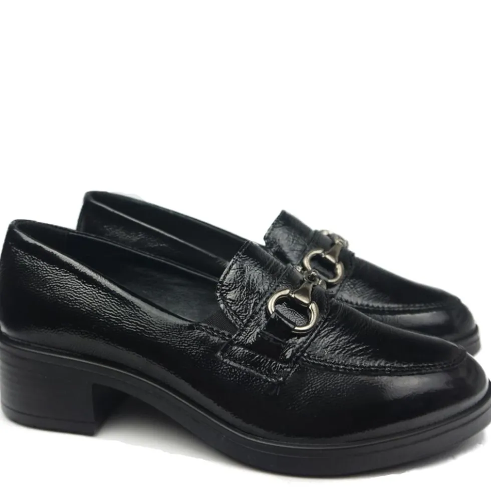 ENVAL MOCASSINO CON TACCHETTO NERO LUCIDO MODELLO JOEL