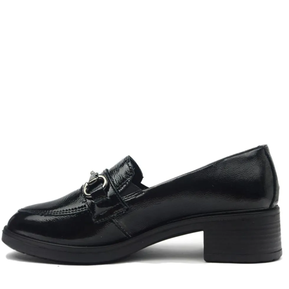 ENVAL MOCASSINO CON TACCHETTO NERO LUCIDO MODELLO JOEL