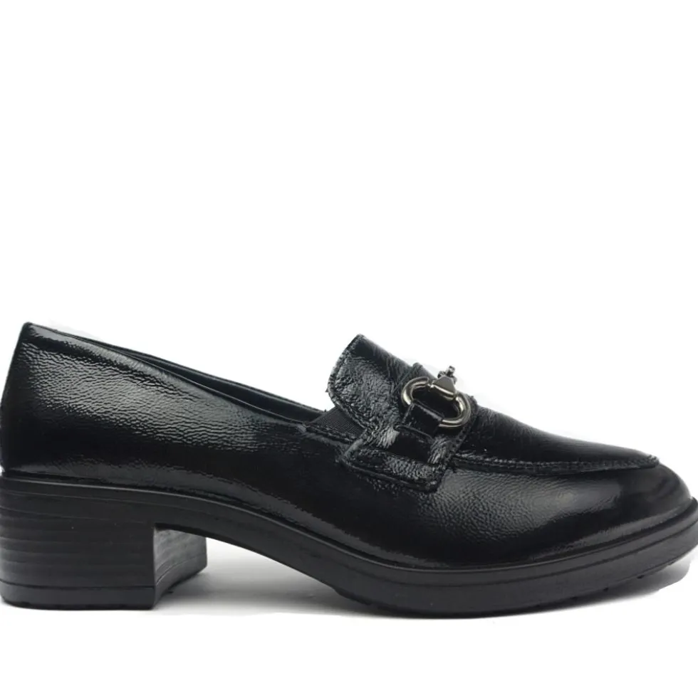 ENVAL MOCASSINO CON TACCHETTO NERO LUCIDO MODELLO JOEL