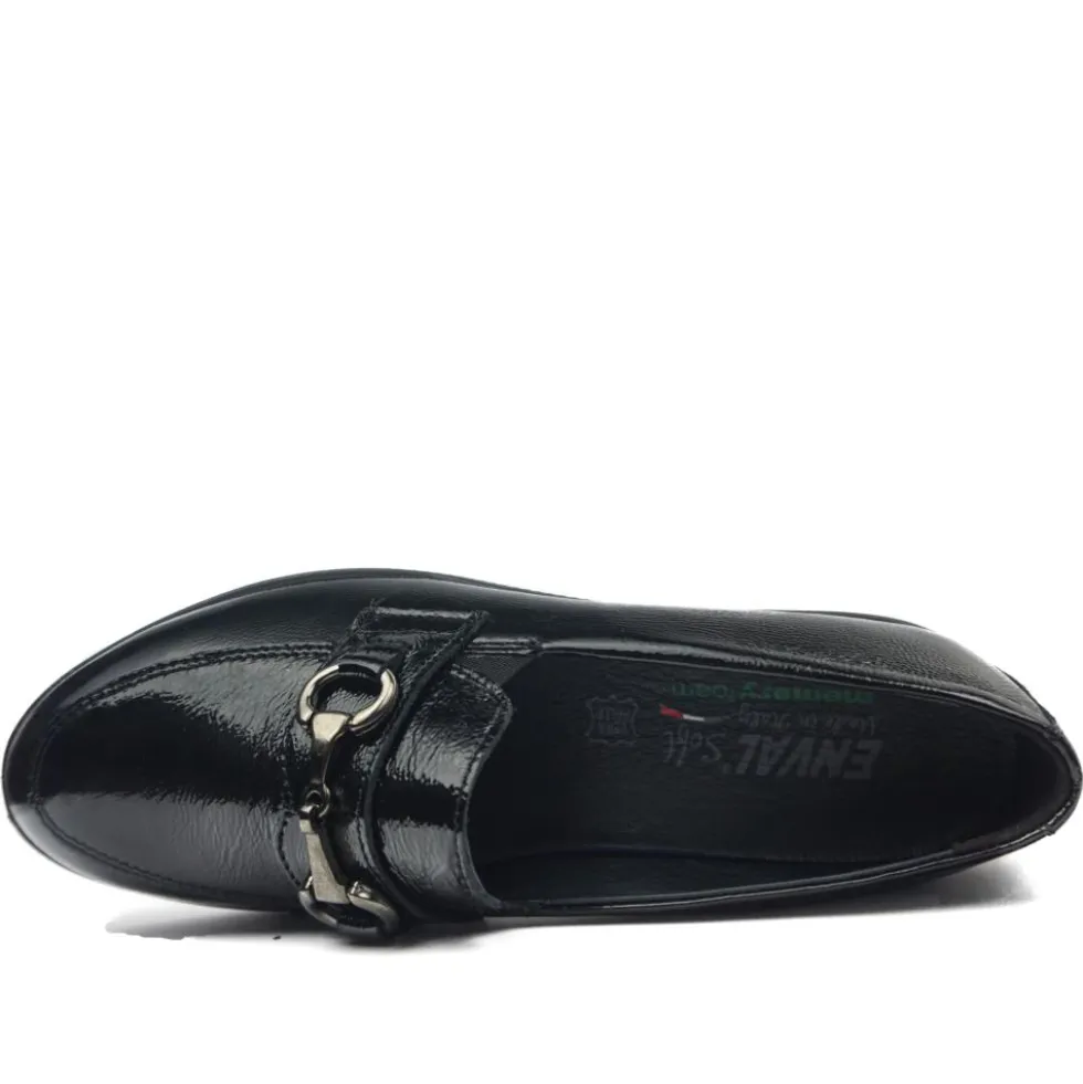 ENVAL MOCASSINO CON TACCHETTO NERO LUCIDO MODELLO JOEL