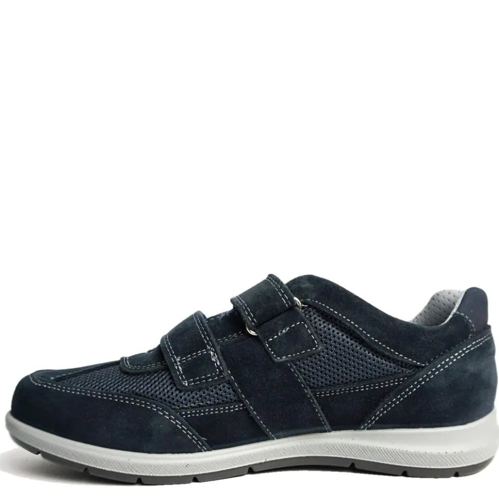 ENVAL SOFT SCARPA UOMO PELLE CAMOSCIATA E TELA BLU DOPPIO STRAPPO