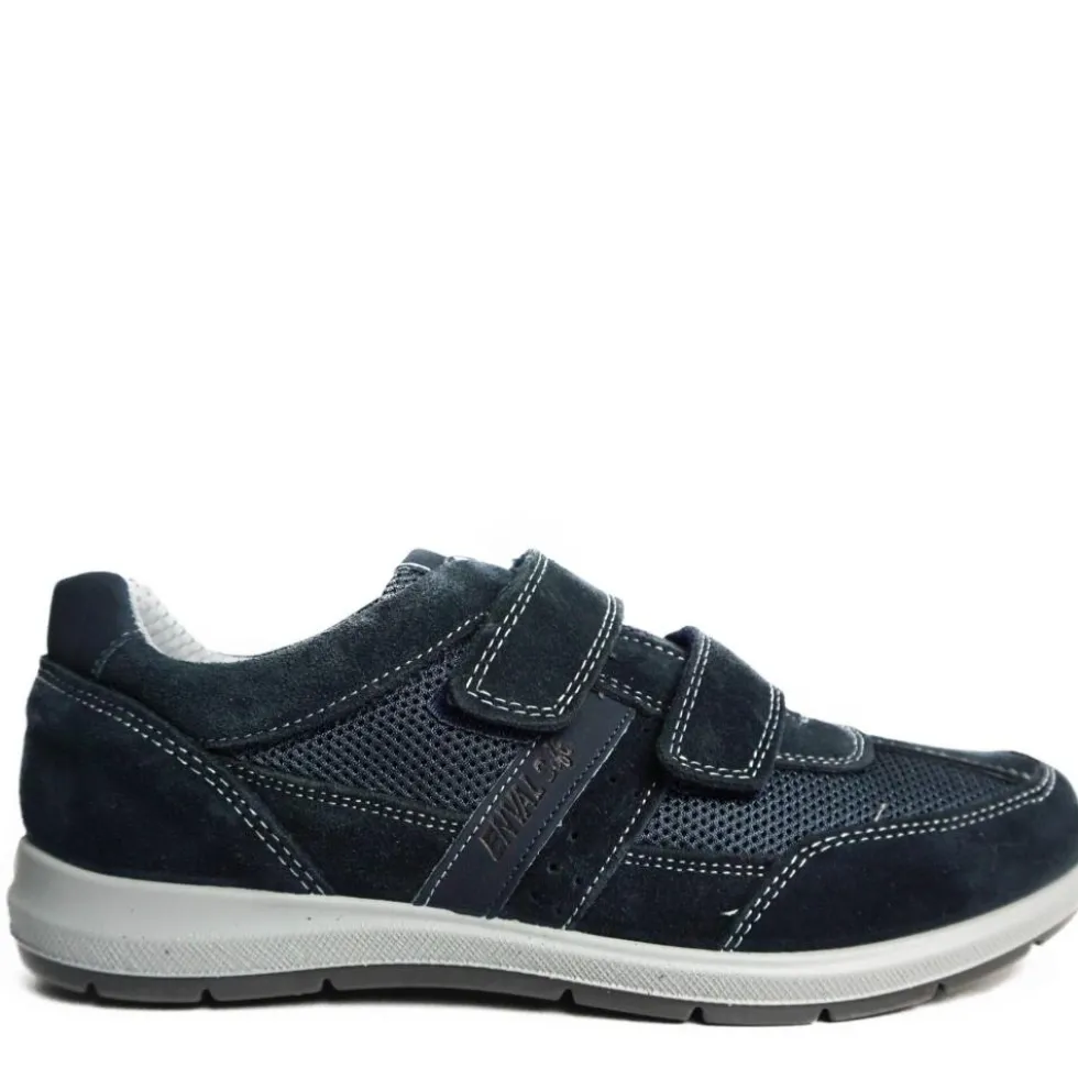 ENVAL SOFT SCARPA UOMO PELLE CAMOSCIATA E TELA BLU DOPPIO STRAPPO