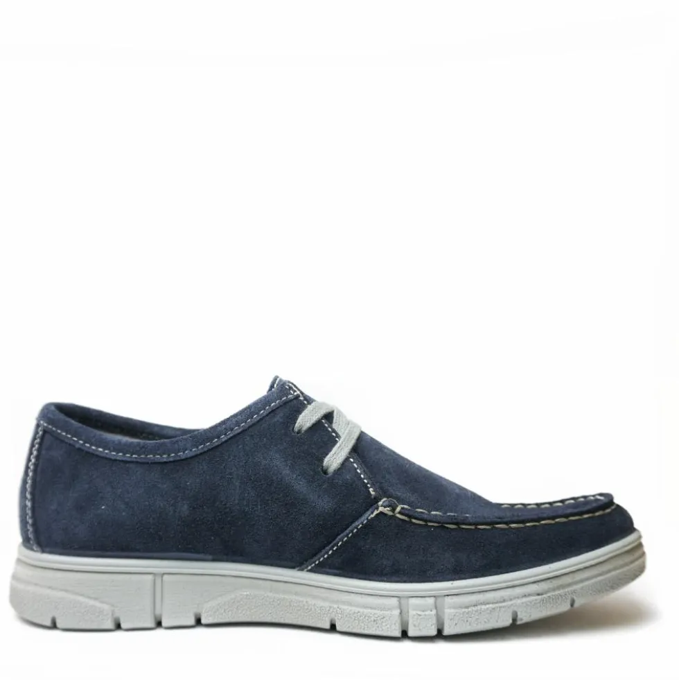 ENVAL SOFT SNEAKER UOMO PELLE SCAMOSCIATA PLANTARE ESTRAIBILE BLU