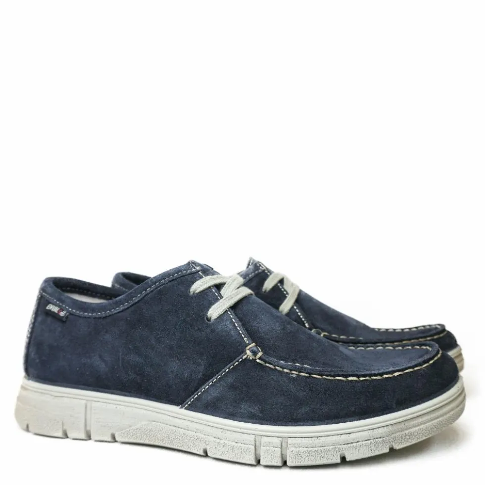 ENVAL SOFT SNEAKER UOMO PELLE SCAMOSCIATA PLANTARE ESTRAIBILE BLU