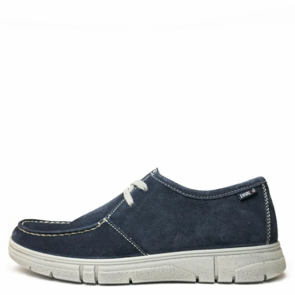ENVAL SOFT SNEAKER UOMO PELLE SCAMOSCIATA PLANTARE ESTRAIBILE BLU