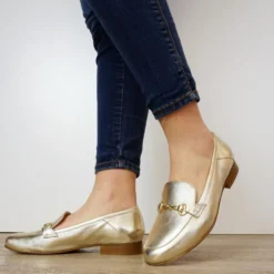 ETIENNE MOCASSINO DONNA VERO CUOIO PELLE LAMINATO PLATINO