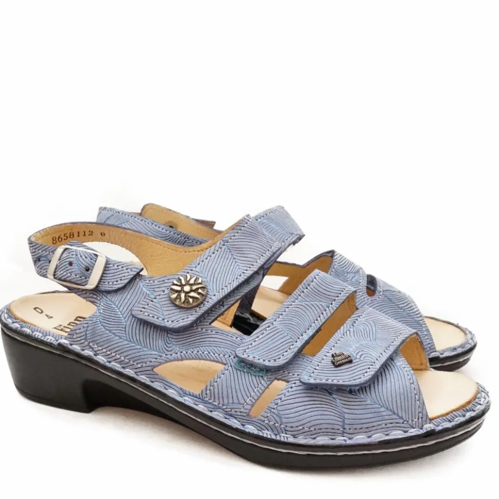 FINN COMFORT AVERSA STORM SANDALO IN PELLE PLANTARE ESTRAIBILE CIELO