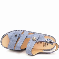 FINN COMFORT AVERSA STORM SANDALO IN PELLE PLANTARE ESTRAIBILE CIELO