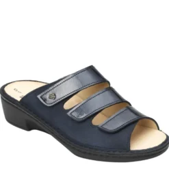 FINN COMFORT CANZO CIABATTA DONNA IN PELLE NERO-BORDEAUX-FANGO-MARINE