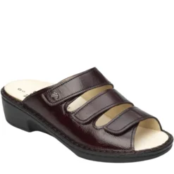 FINN COMFORT CANZO CIABATTA DONNA IN PELLE NERO-BORDEAUX-FANGO-MARINE