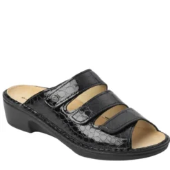 FINN COMFORT CANZO CIABATTA DONNA IN PELLE NERO-BORDEAUX-FANGO-MARINE