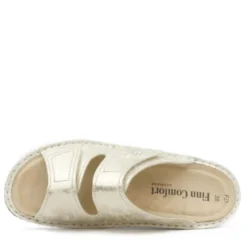 FINN COMFORT JAMAIKA CIABATTE DONNA DOPPIO STRAP PELLE PLANTARE ESTRAIBILE-ORO