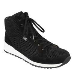 FINN COMFORT LINARES SCARPA COLLO ALTO IN TESSUTO E NABUK NERO