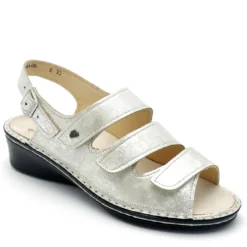 FINN COMFORT SAMOA SANDALO IN PELLE ARGENTO