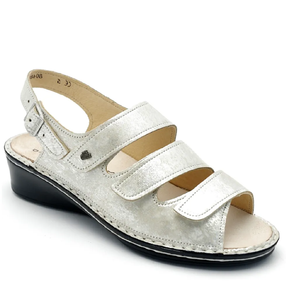 FINN COMFORT SAMOA SANDALO IN PELLE ARGENTO