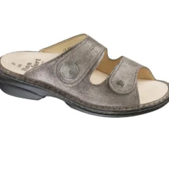 FINN COMFORT SANSIBAR CIABATTE DONNA DOPPIO STRAP PELLE PLANTARE ESTRAIBILE ANTRACITE-BLU