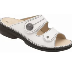 FINN COMFORT SANSIBAR CIABATTE DONNA DOPPIO STRAP PELLE PLANTARE ESTRAIBILE ANTRACITE-BLU
