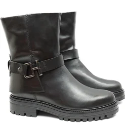 FRANCESCO BRUNELLI STIVALETTO DONNA TACCO BASSO IN PELLE CON ZIP LATERALE