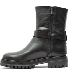 FRANCESCO BRUNELLI STIVALETTO DONNA TACCO BASSO IN PELLE CON ZIP LATERALE