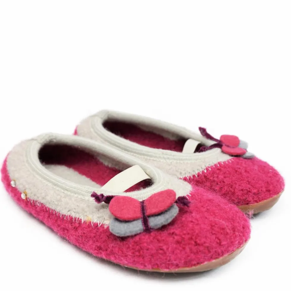 HAFLINGER BUTTERFLY PANTOFOLE BAMBINO IN LANA GRIGIO