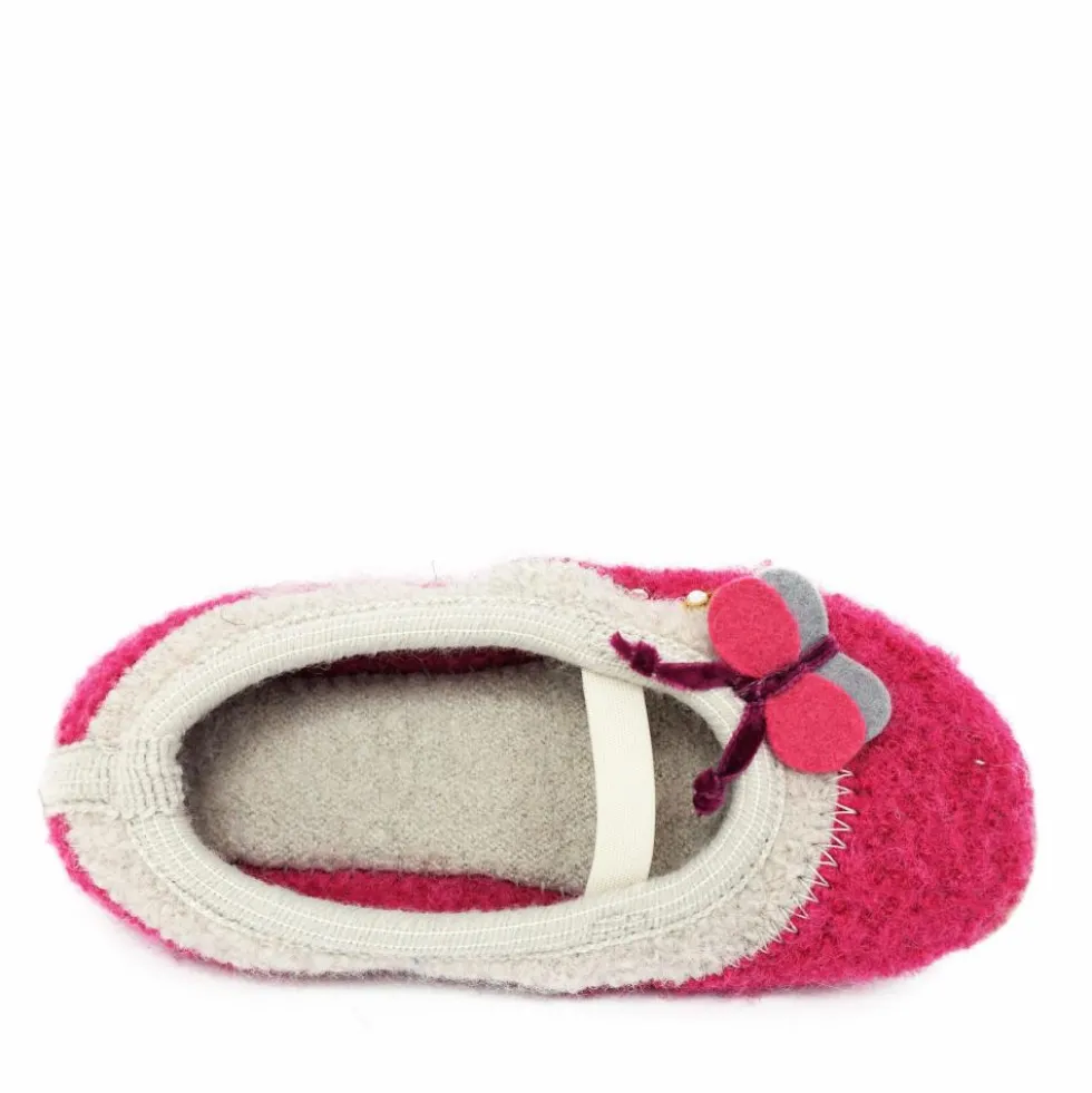 HAFLINGER BUTTERFLY PANTOFOLE BAMBINO IN LANA GRIGIO