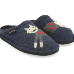 HAFLINGER CIABATTA IN FELTRO DI LANA GATTO/CUCHO COLOR BLU