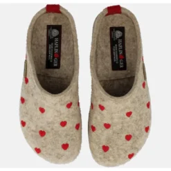 HAFLINGER CIABATTA IN FELTRO DI LANA CUORICINI BEIGE