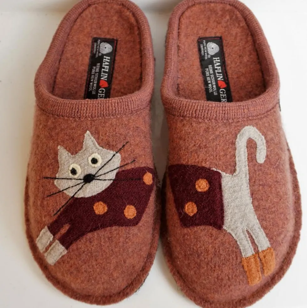 HAFLINGER CIABATTA IN FELTRO DI LANA GATTO/CUCHO COLOR RAME