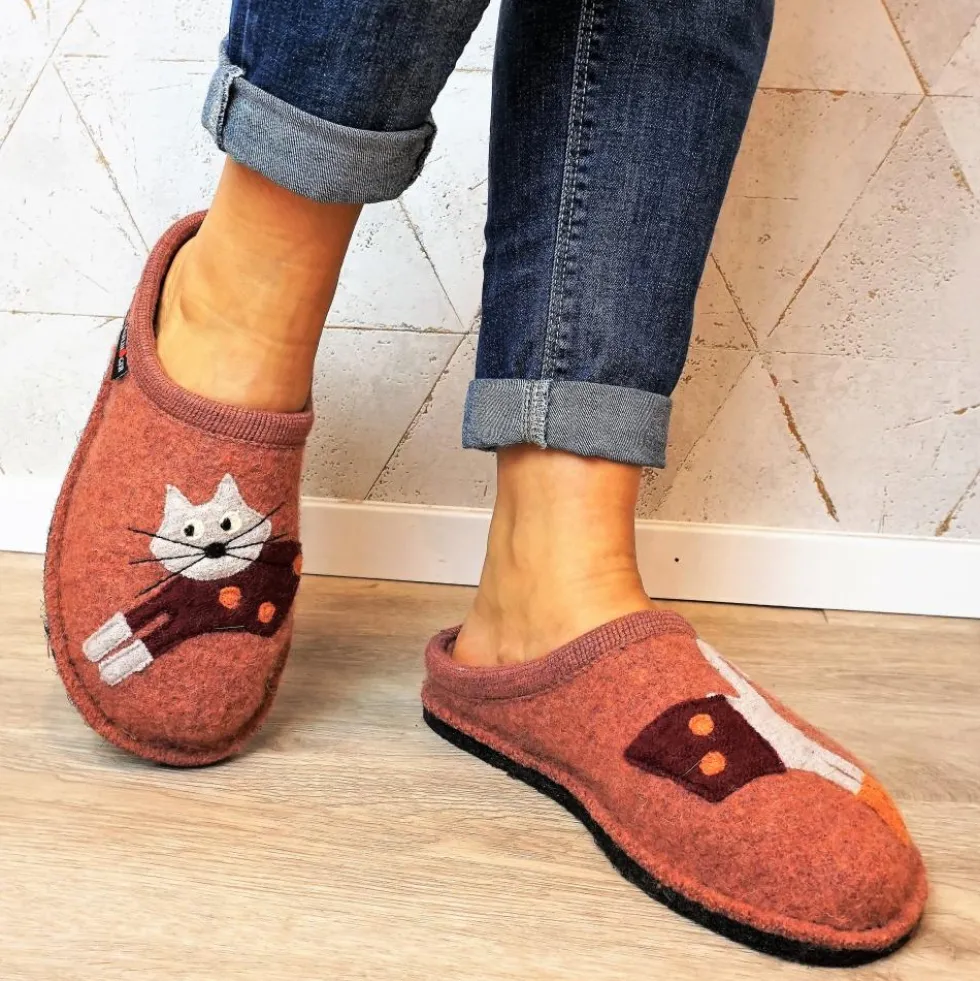 HAFLINGER CIABATTA IN FELTRO DI LANA GATTO/CUCHO COLOR RAME