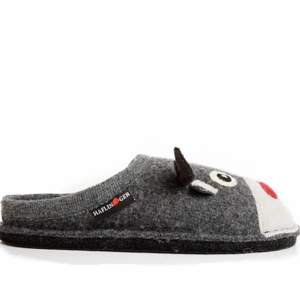 HAFLINGER CIABATTA IN FELTRO DI LANA RENNA ANTRACITE